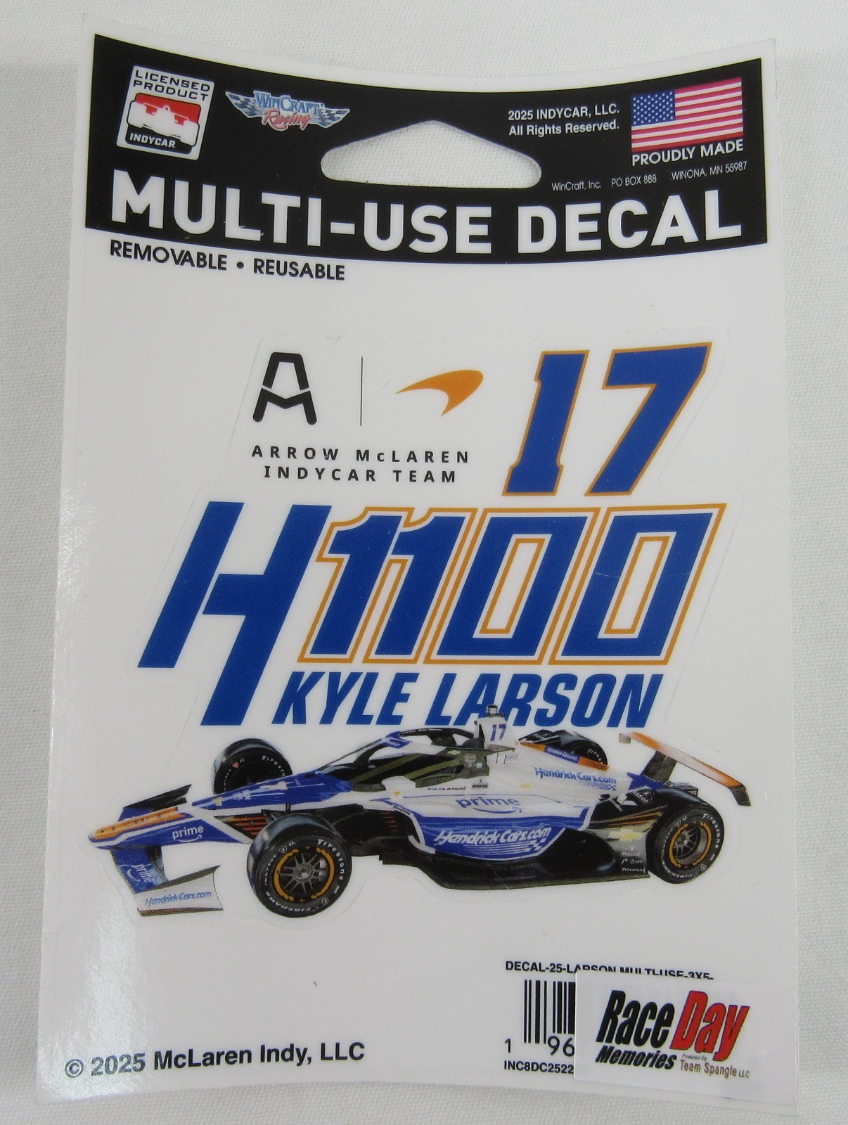 #17 Kyle Larson H1100 Multi-Use Decal Die-Cut 2025 Indy 500 Hendrick Cars Prime
