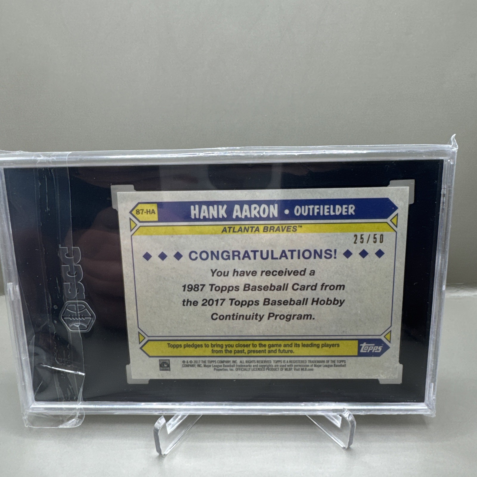 2017 Topps Silver Pack 1987 Design Chrome – Hank Aaron #87-HA Gold 25/50 SGC 10