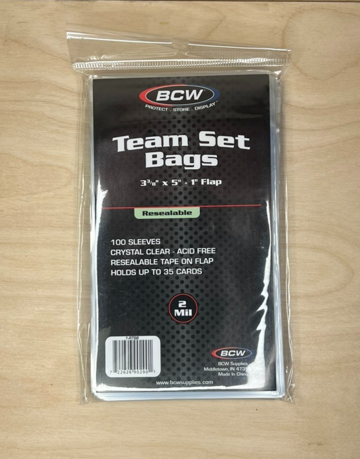 BCW 1 Pack. 100 Resealable Team Bags. Trading Cards