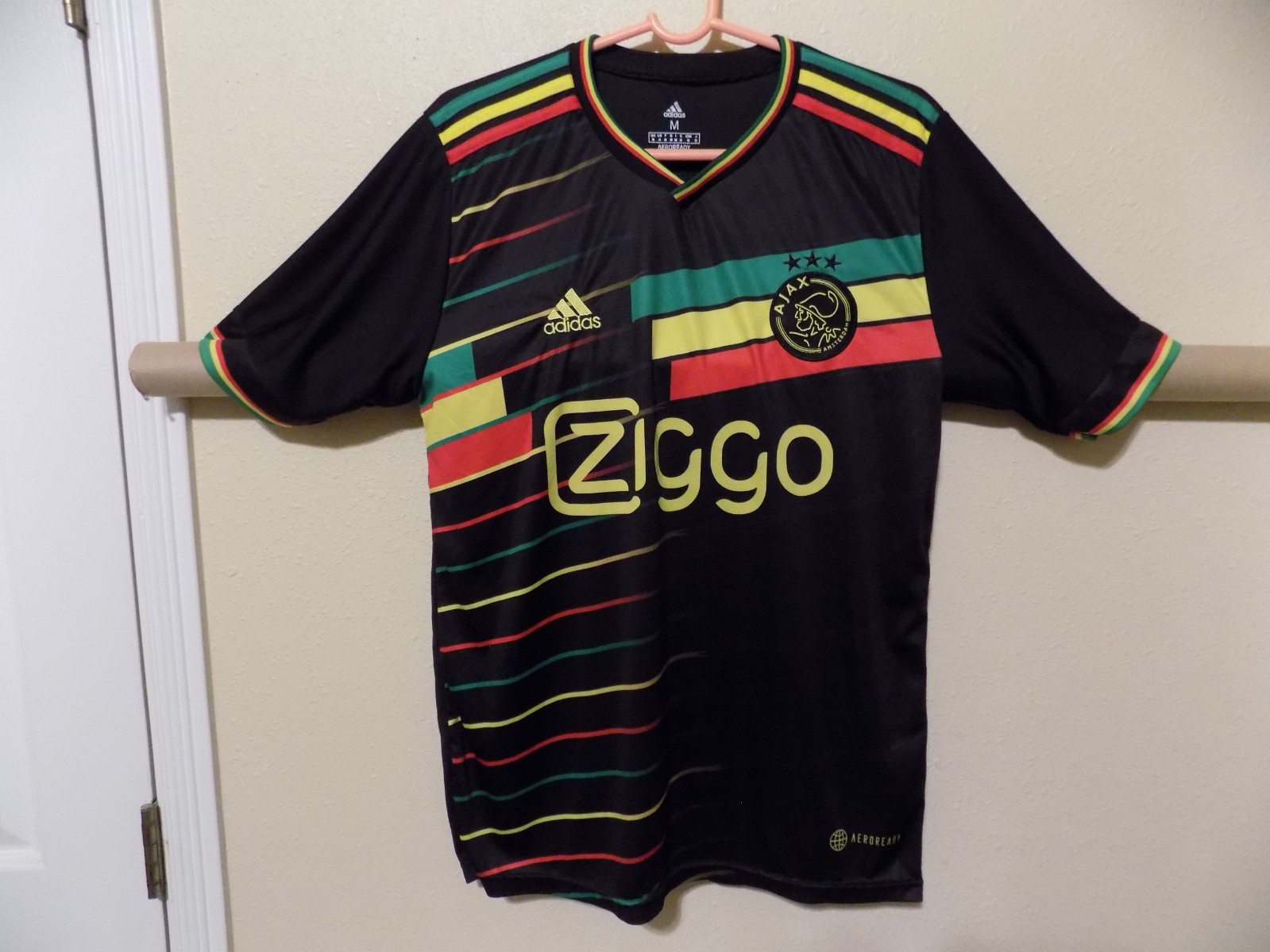 Bob Marley Ajax Amsterdam Soccer Jersey (Medium Adult) adidas/Ziggo/Great Con.