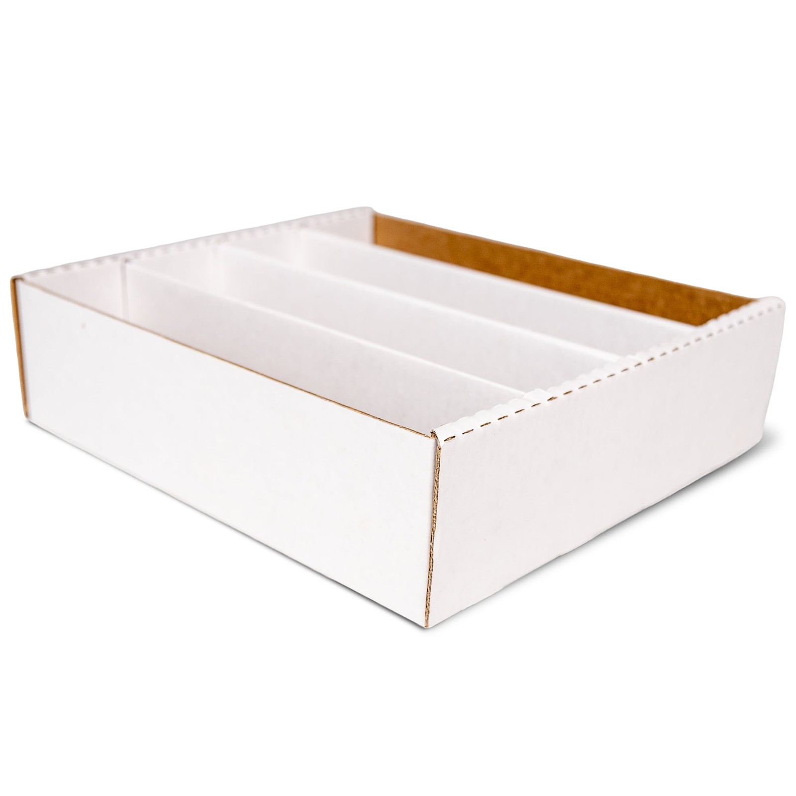 Trading Card Storage Box – 3200ct Capacity, White Cardboard Divided Organizer