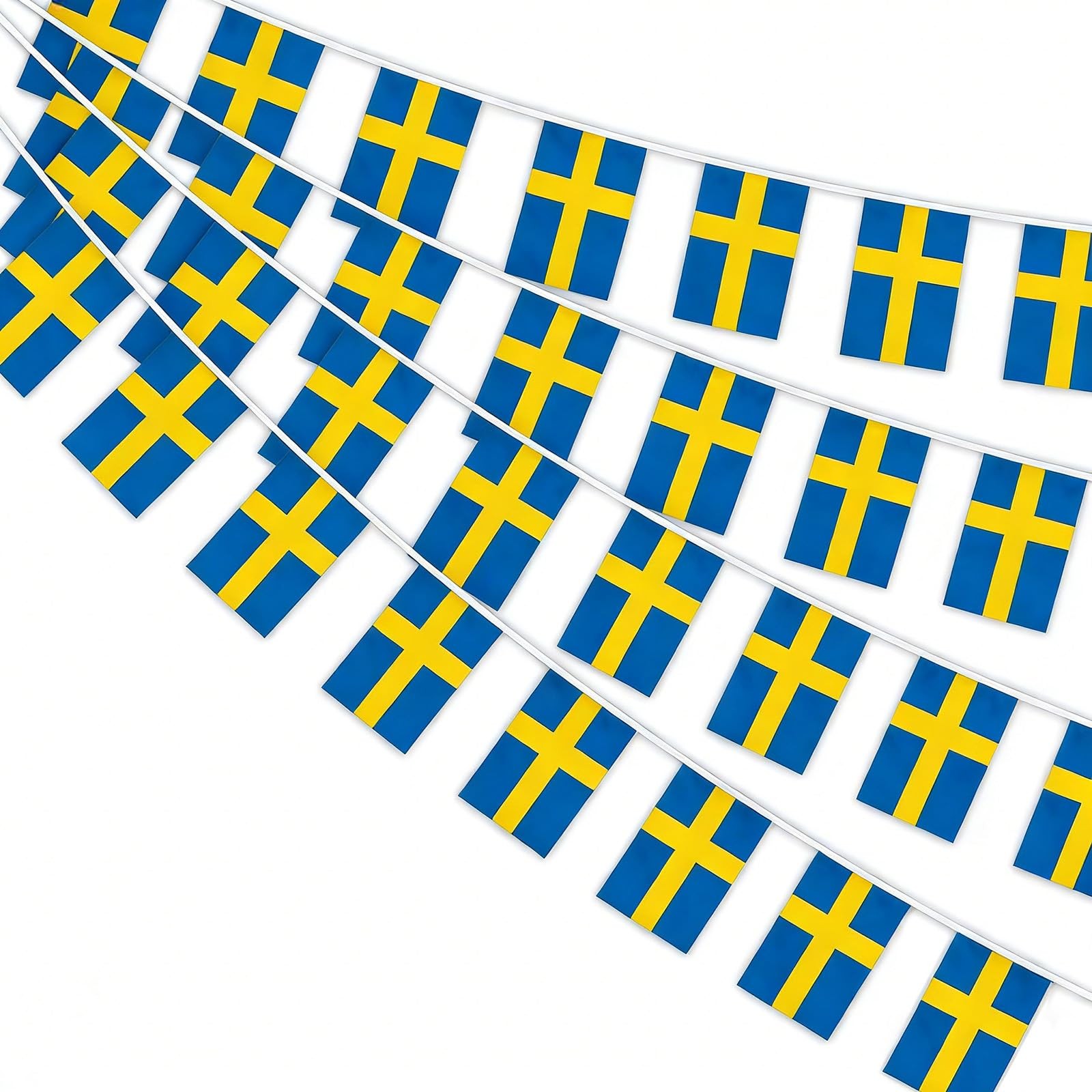 AhfuLife 30 Pcs Sweden String Flags for National 5.51×8.26 in-30 Pcs,