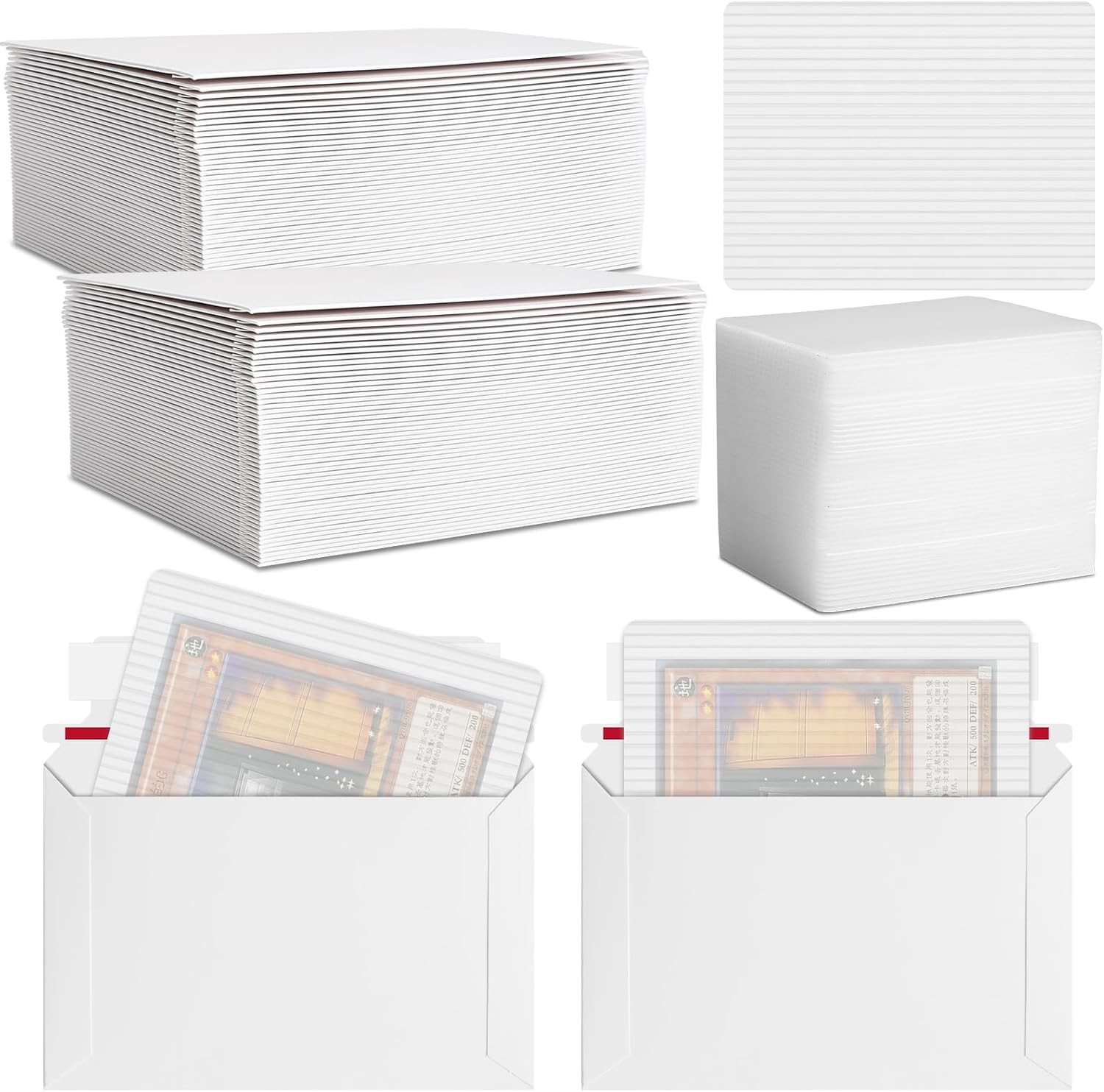 200 Pcs Trading Card Shipping Set 4 x 6” Trading Card Protector and Envelope…
