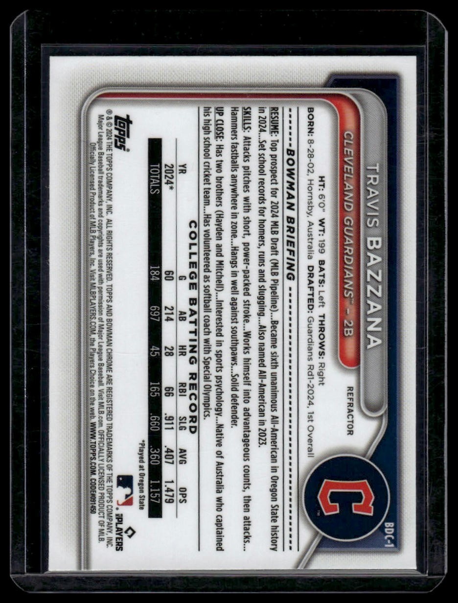 2024 Bowman Draft #BDC-1 Travis Bazzana Refractor 1st Bowman