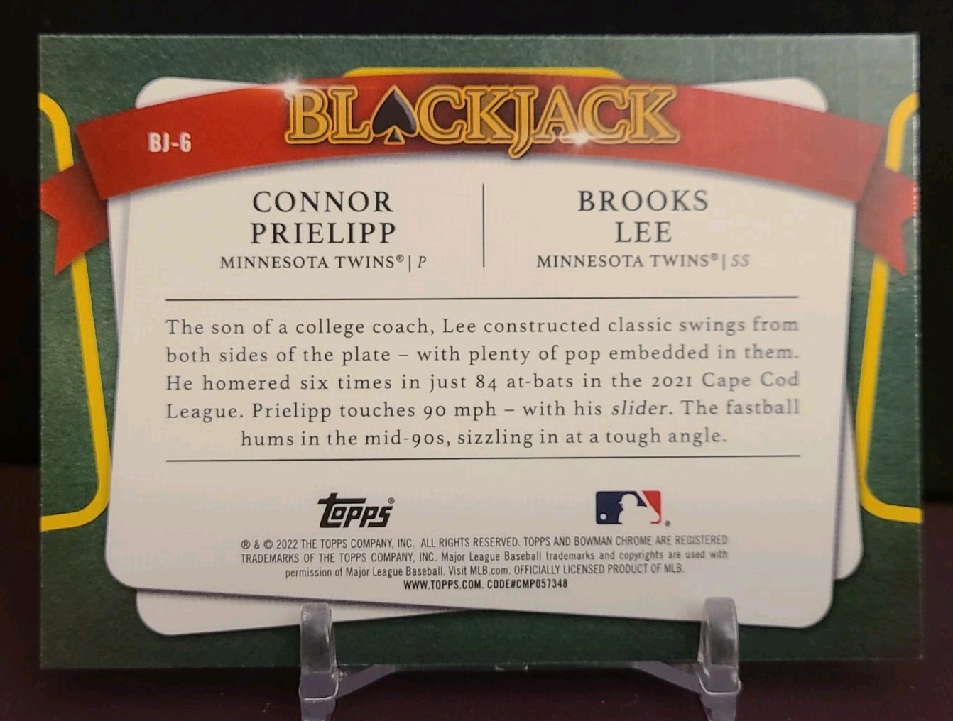 2022 Bowman Draft Connor Prielipp Brooks Lee BlackJack #BJ-6