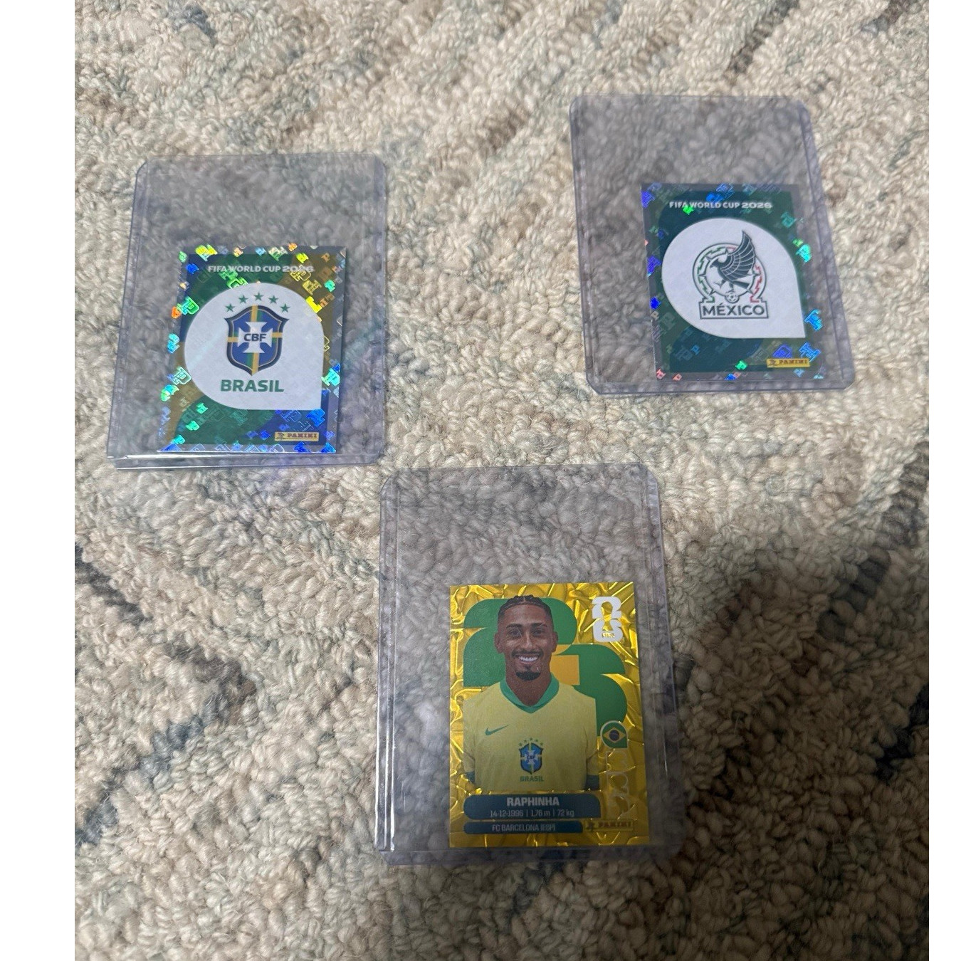 Panini FIFA World Cup 2026 3-Card Lot Brazil Mexico Raphinha BRA1 MEX1