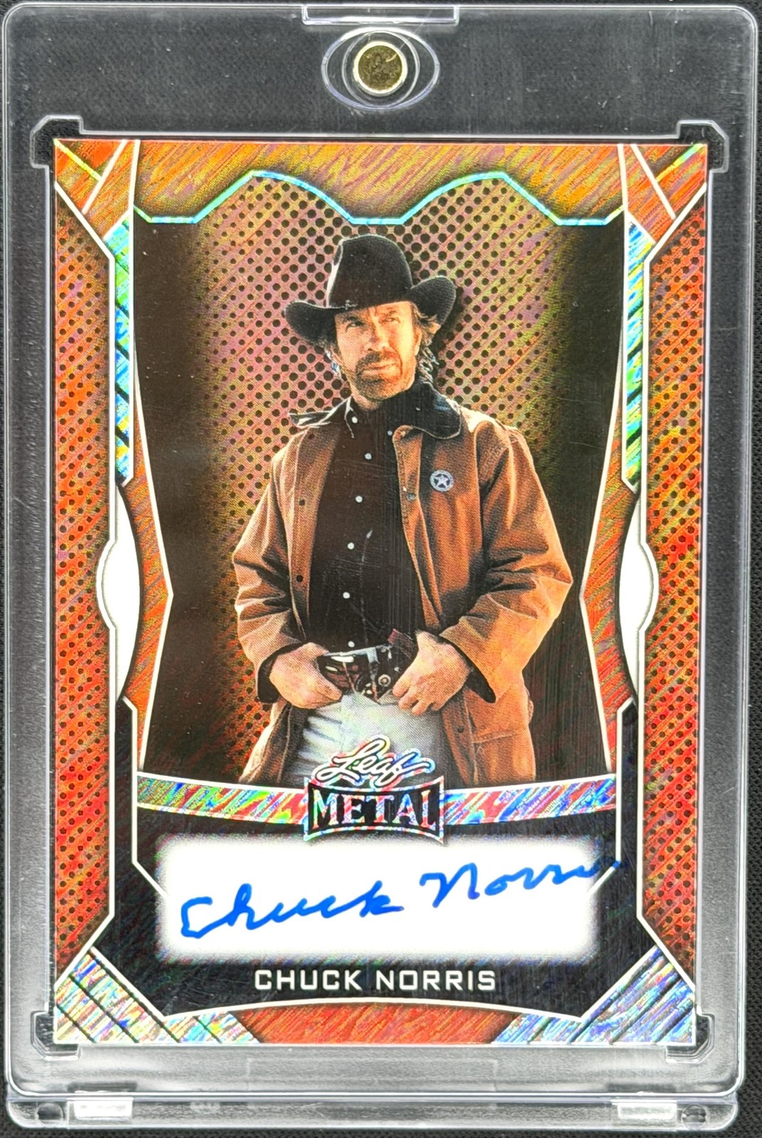 Chuck Norris 2026 Leaf Metal Sports Heroes Prismatic Orange #BA-CN1 Auto /6