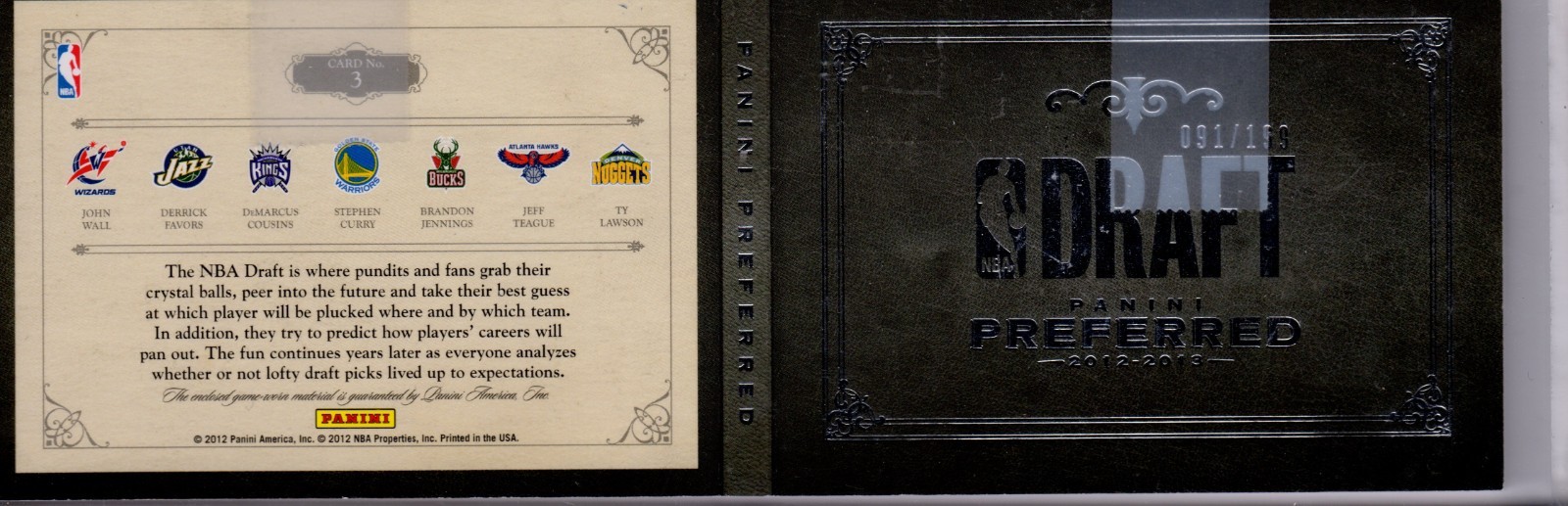 2012 Preferred Draft Material Booklet 97/199 Stephen Curry Brandon Jennings