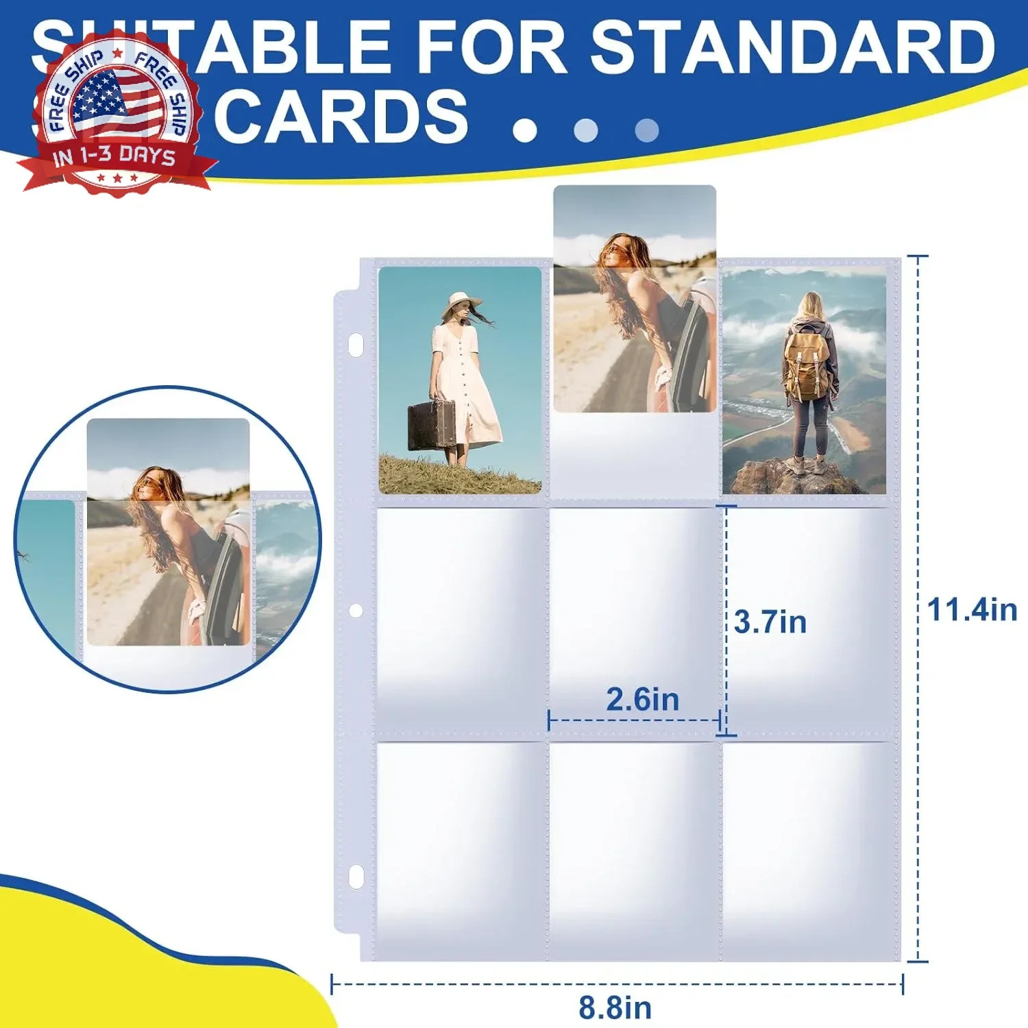 7200 Pockets Card Sleeves Binder Sheets, 9 Pocket Card Sleeves for 3 Ring Binder