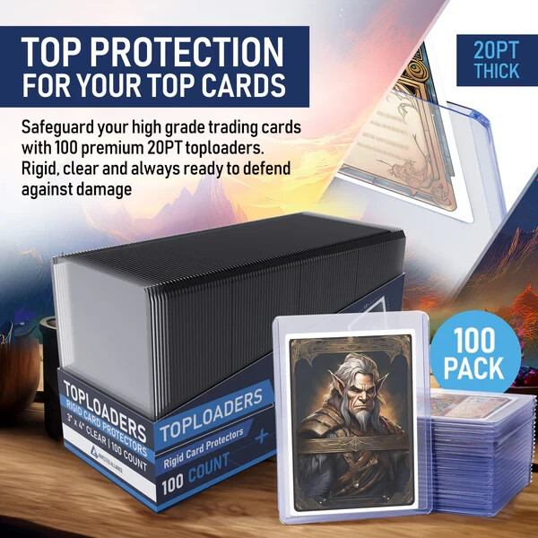 1600 Premium 20PT Top Loaders for Cards Hard Card Sleeves Trading Card Protector