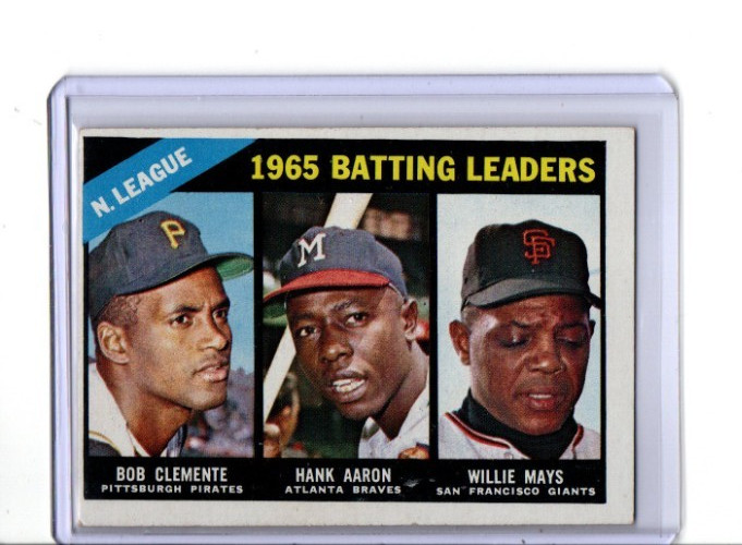 123 1966 TOPPS VTG. BASEBALL CARD LOT W/LDR. CLEMENTE/AARON/MAYS & HIGHS,SEMI’S