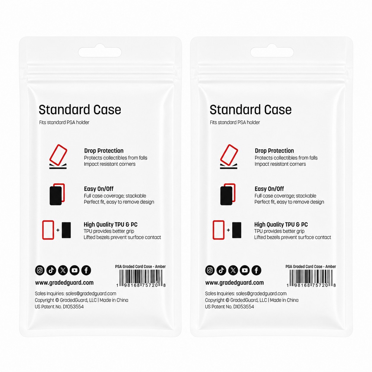 (2) Amber GradedGuard PSA Graded Card Jewel Case Guard Protector Stackable