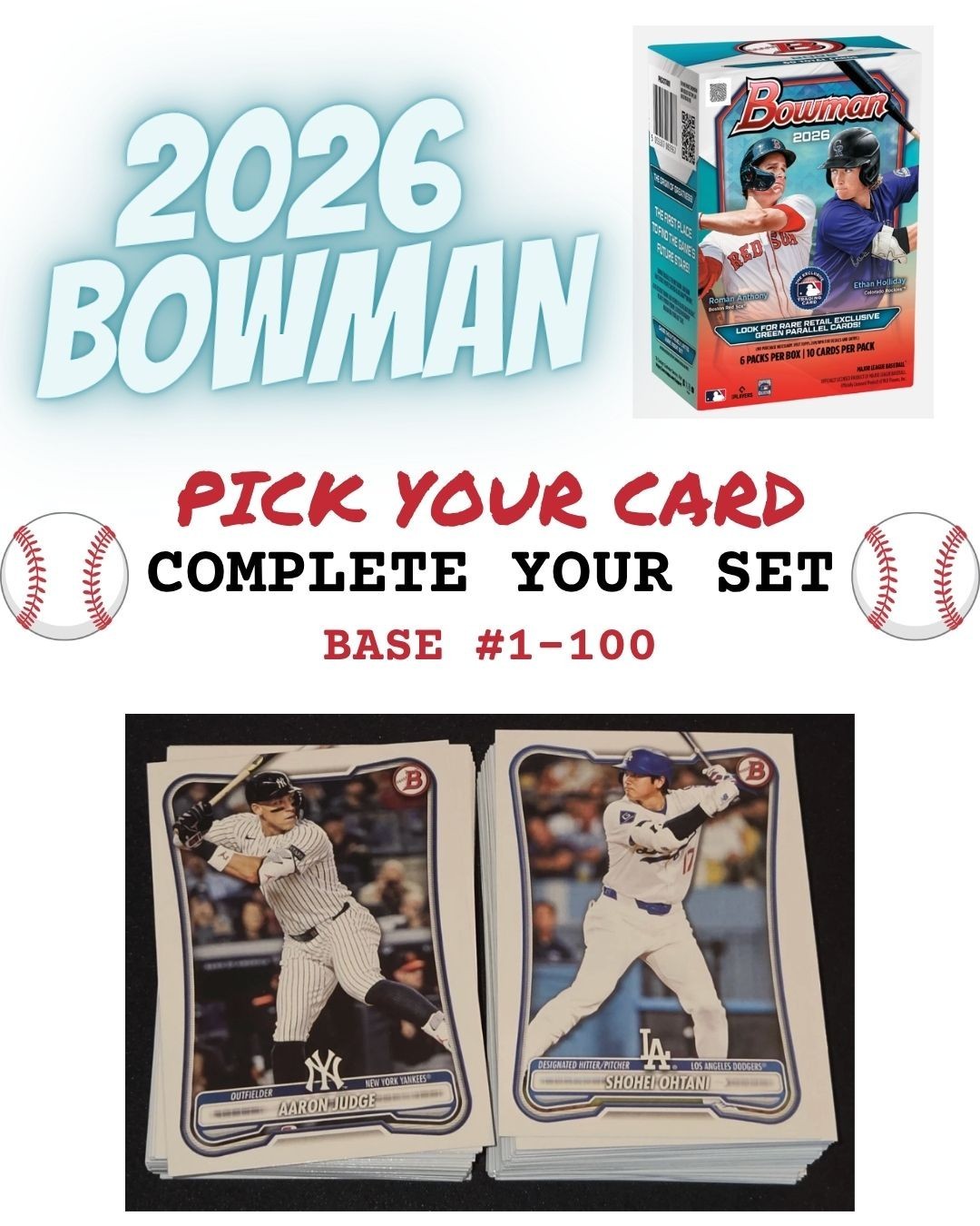 2026 Bowman Paper BASE #1-100 – Combine Shipping / Complete your Set