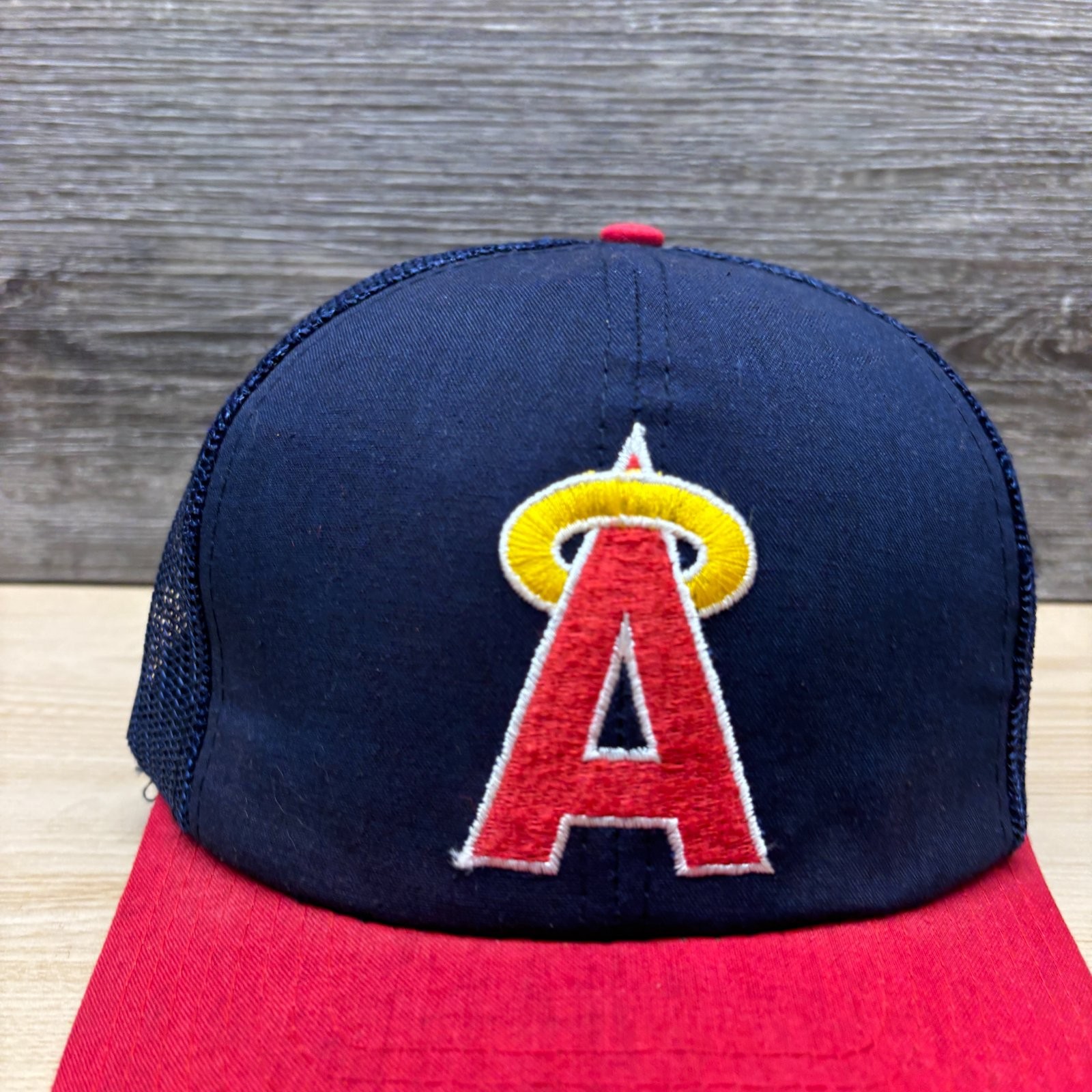 Vintage Anaheim Angels Hat Cap Snap Back Blue Red Trucker MLB Baseball 90s