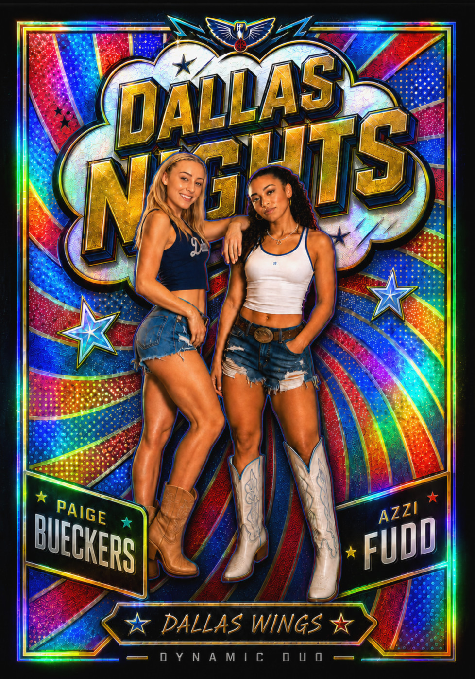 DALLAS NIGHTS ART Azzi Fudd Paige Bueckers Rookie Card Wings RC REFRACTOR /35 SP