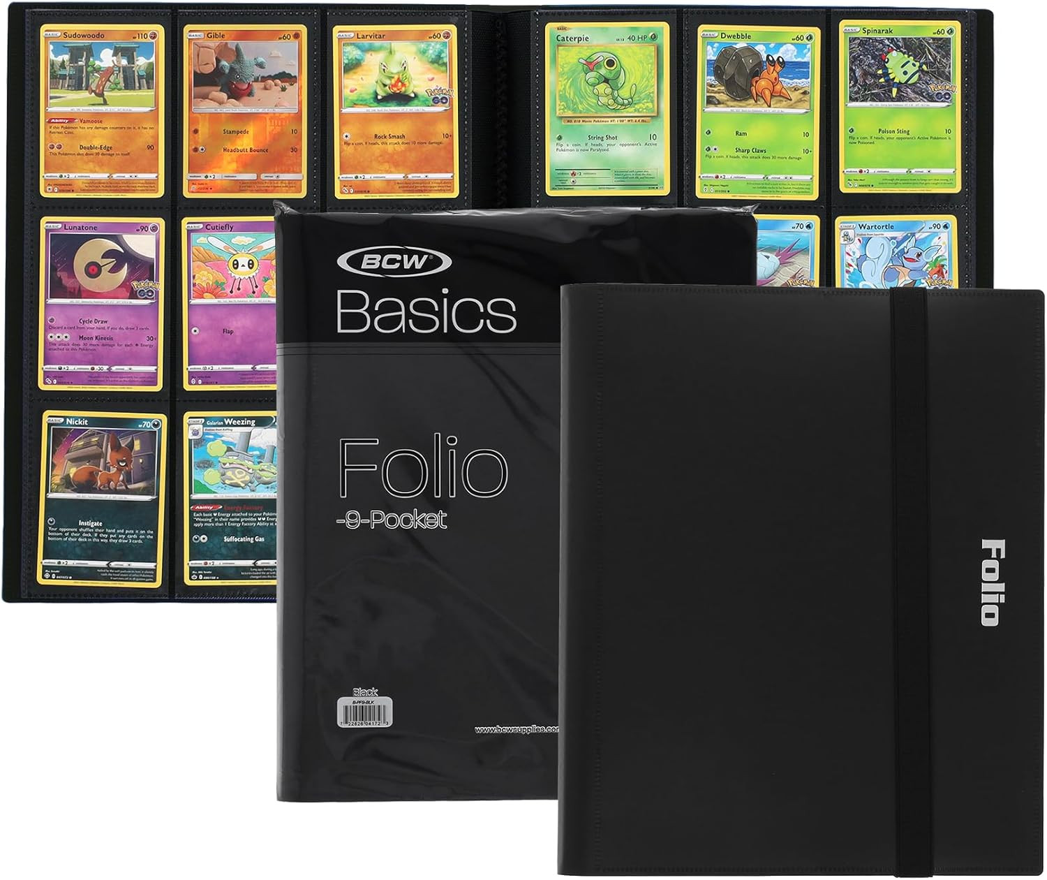 Basics Folio 9-Pocket Card Album – Black | Archival Safe, Side-Loading Binder |