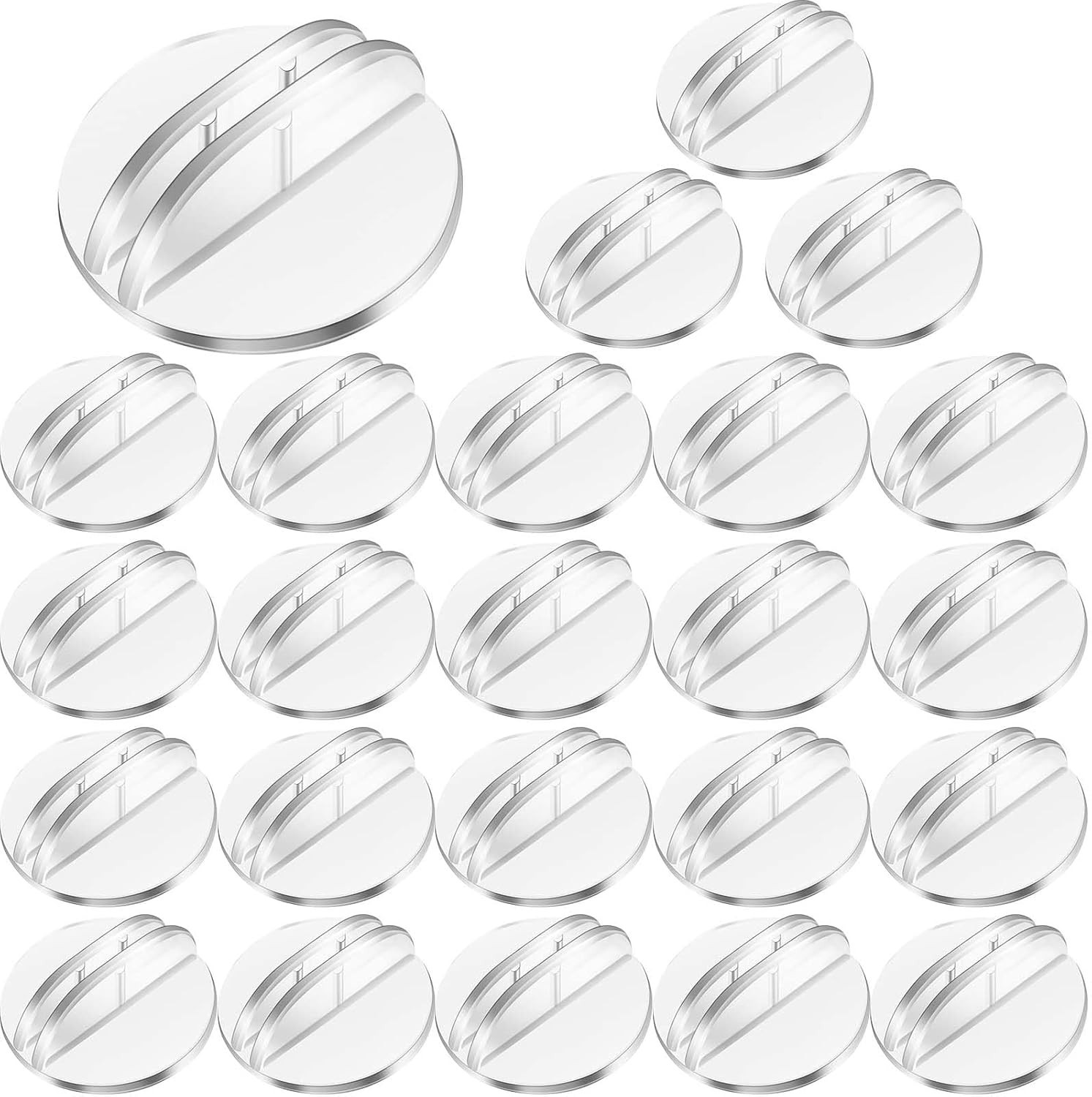50 Pcs Clear Mini Card Stands Plastic Place Card Holders Paper Miniature Base…