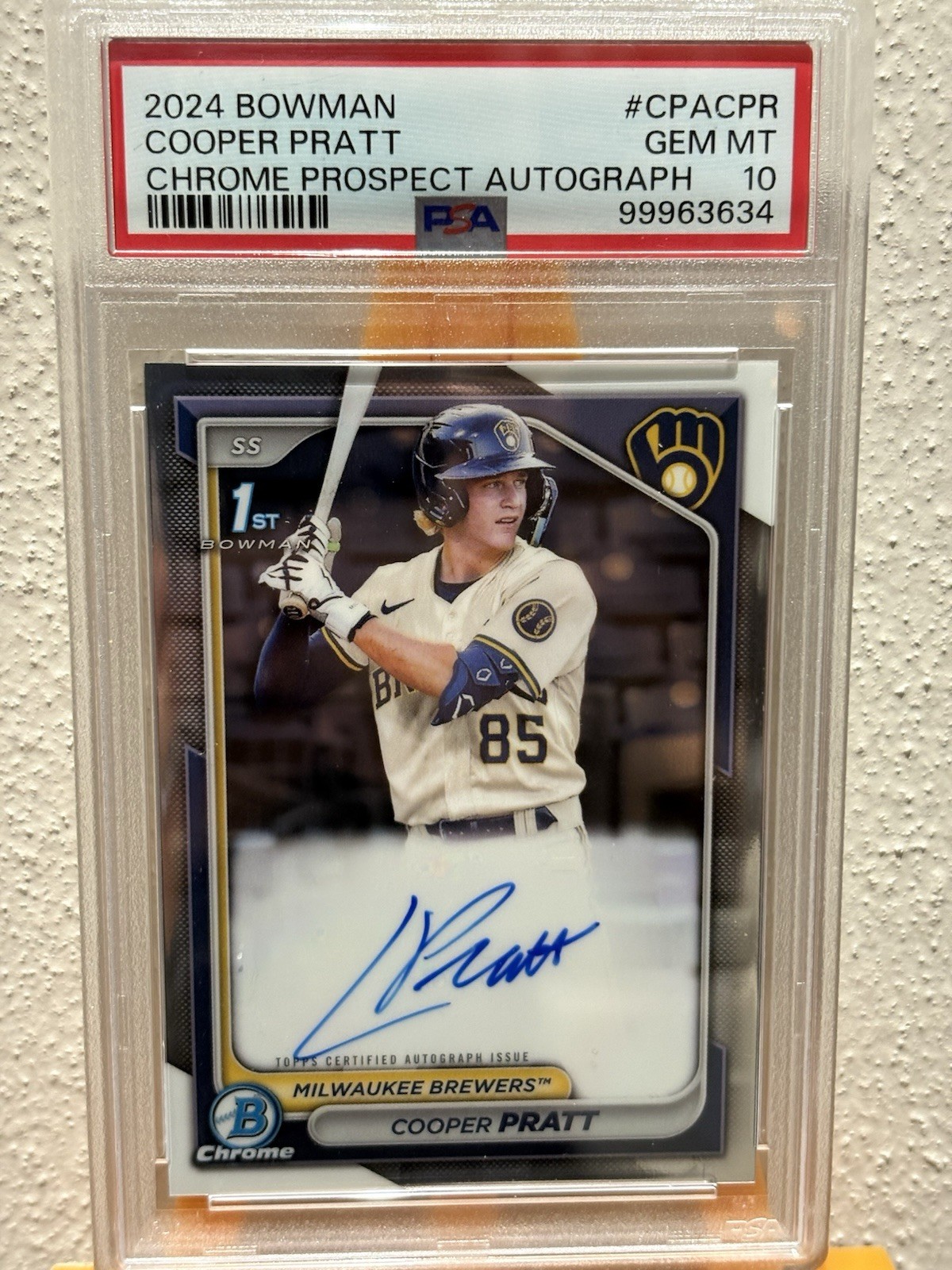 2024 Bowman Cooper Pratt 1st Bowman Chrome Prospect Auto PSA 10 💎 MINT🔥📈