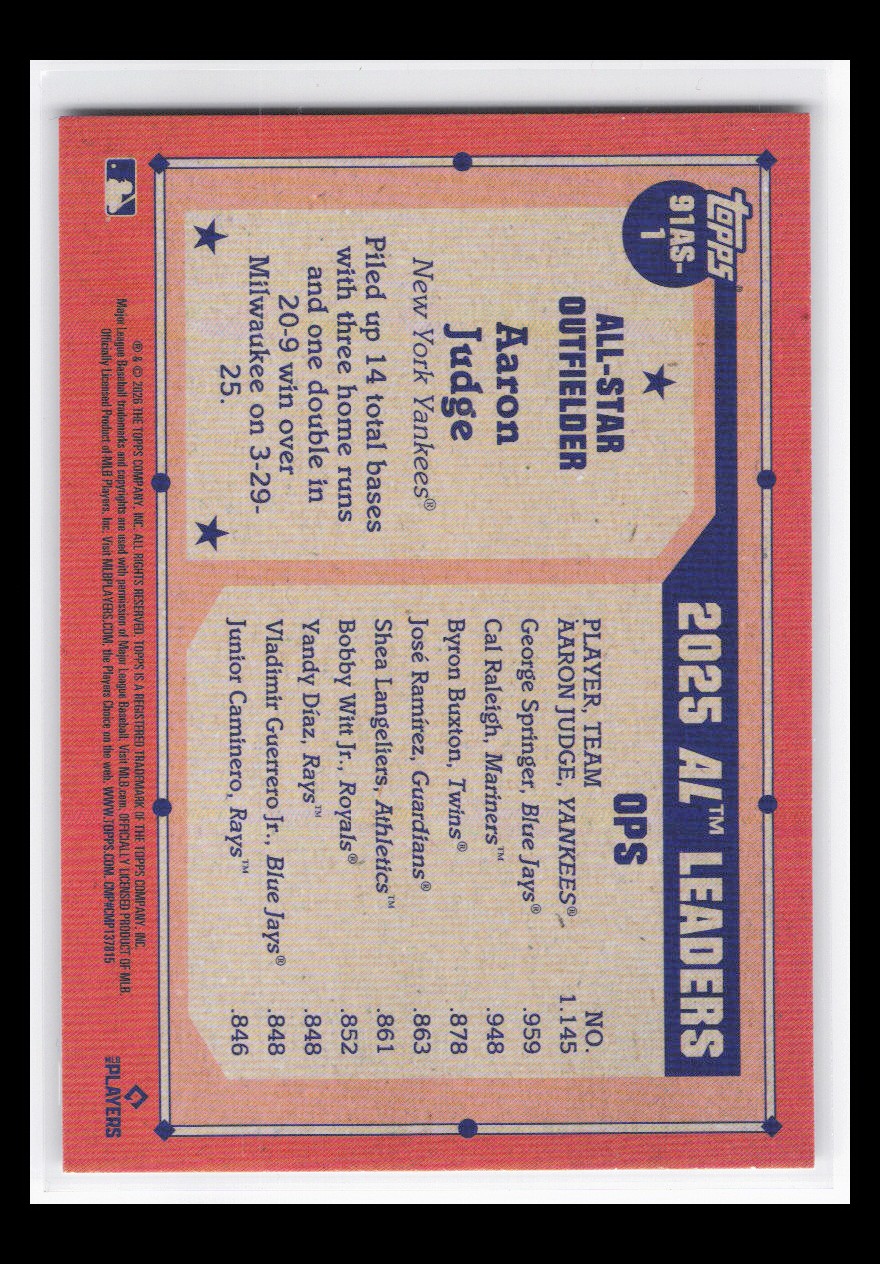 2026 Topps 1991 Topps Baseball 35th Anniversary All-Stars #91AS-1 Aaron Judge