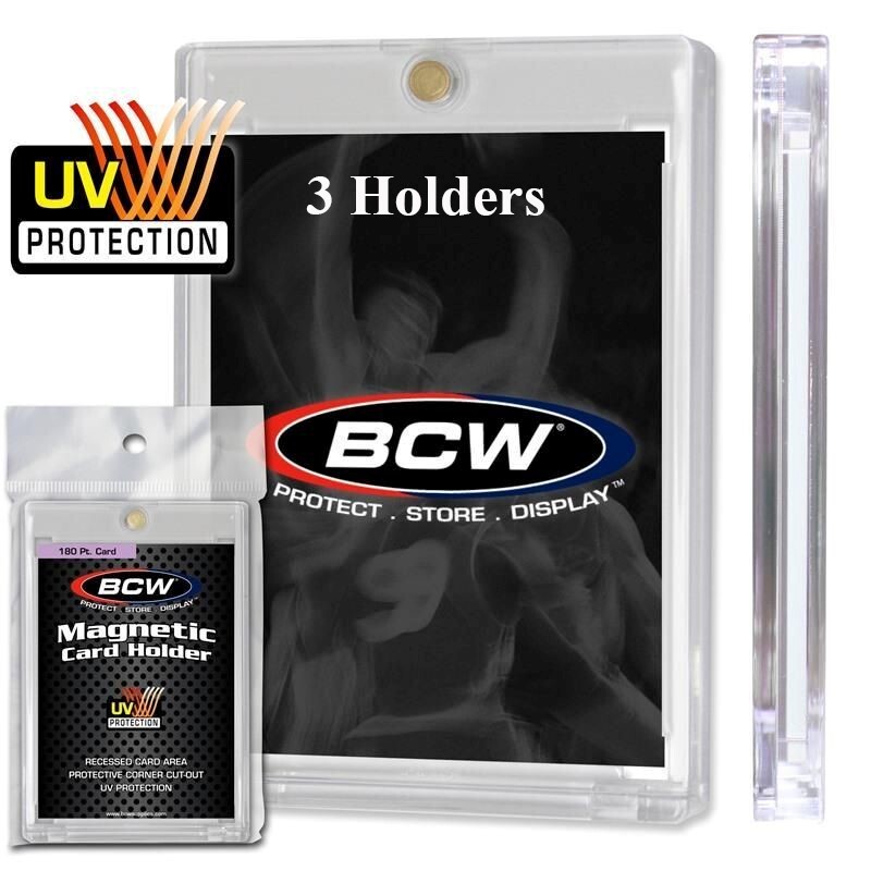 3 BCW Magnetic Card Holder 180 Pt Recessed UV Protection Slab 2 1/2 x 3 1/2 Inch