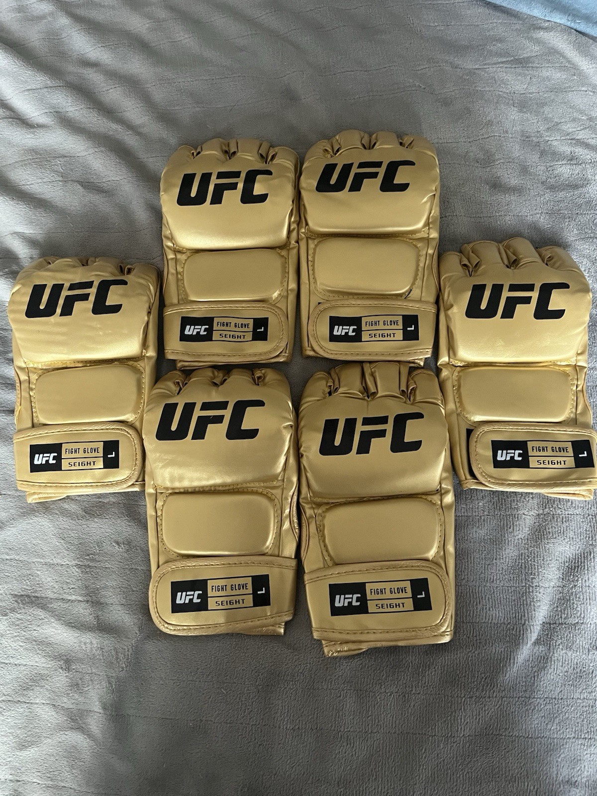 3 Pairs UFC Gold Replica MMA Gloves Ships From USA