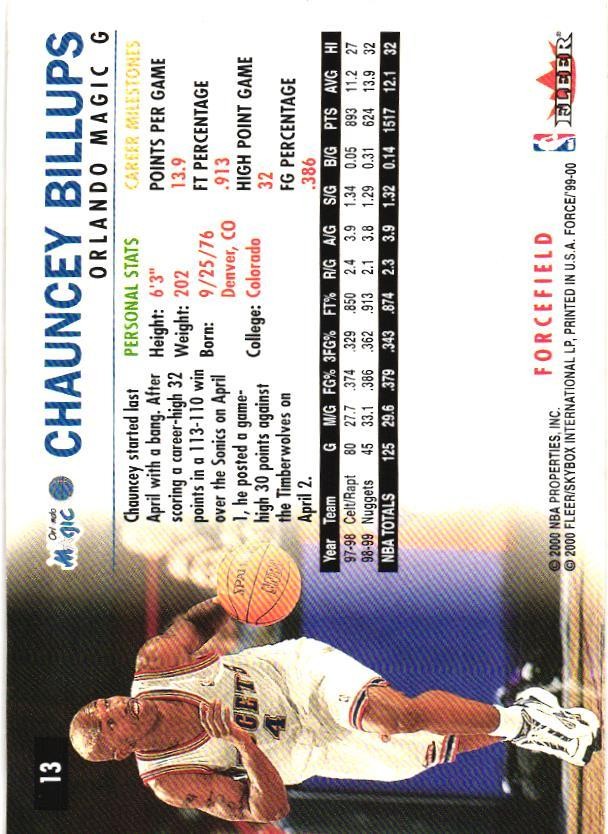1999-00 Fleer Force #13 Chauncey Billups