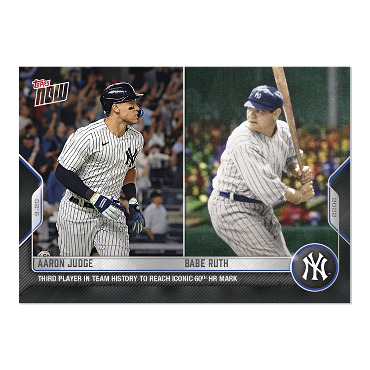 2022 TOPPS NOW #931 AARON JUDGE TIES BABE RUTH 60TH HR! NY NEW YORK YANKEES