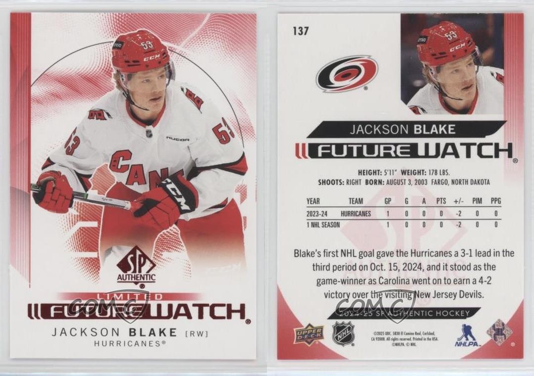 2024-25 SP Authentic Future Watch Limited Red Jackson Blake #137 Rookie RC 14sr