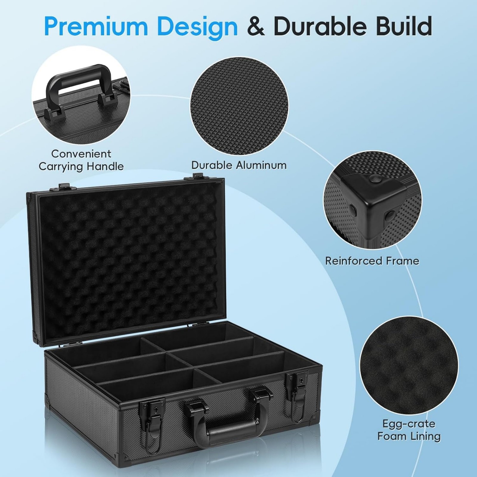 600+ Capacity 3″x4″ 35PT Toploader Box Aluminum Alloy Card Organizer Lockable US