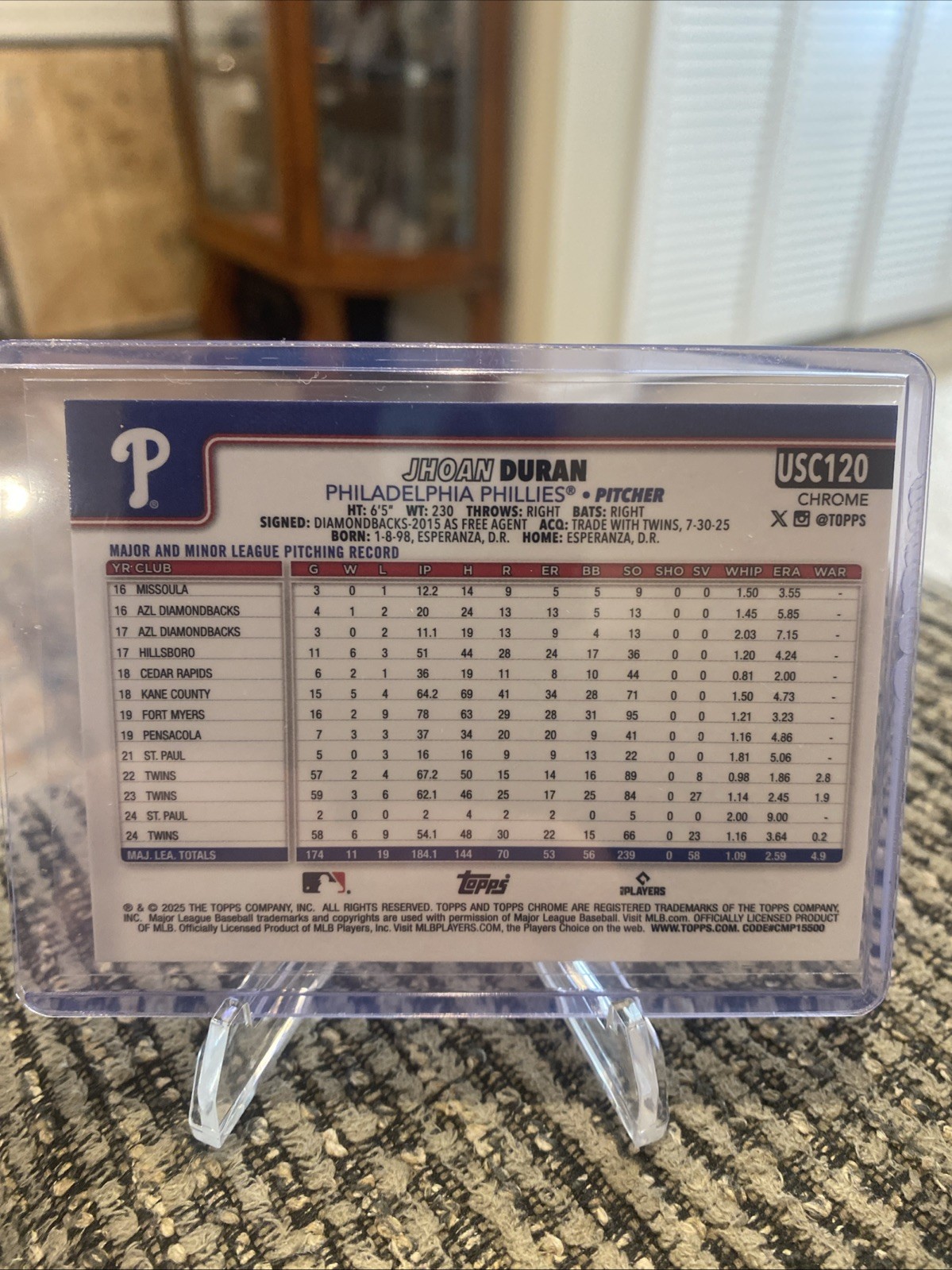 2025 Topps Chrome Update Jhoan Duran Green Geometric 14/99 Philadelphia Phillies