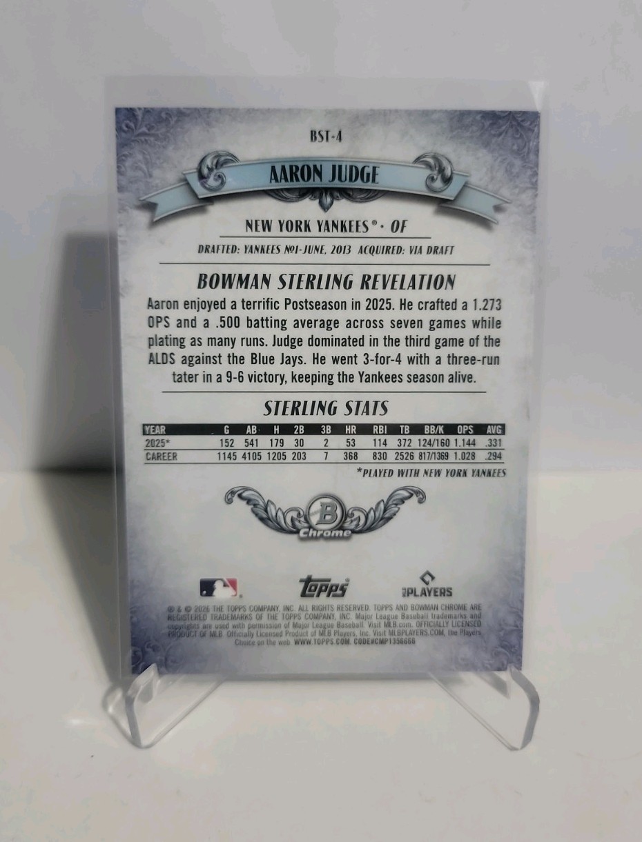 2026 Bowman Mega Box Baseball Aaron Judge #BST-4 Bowman Sterling Mojo Yankees
