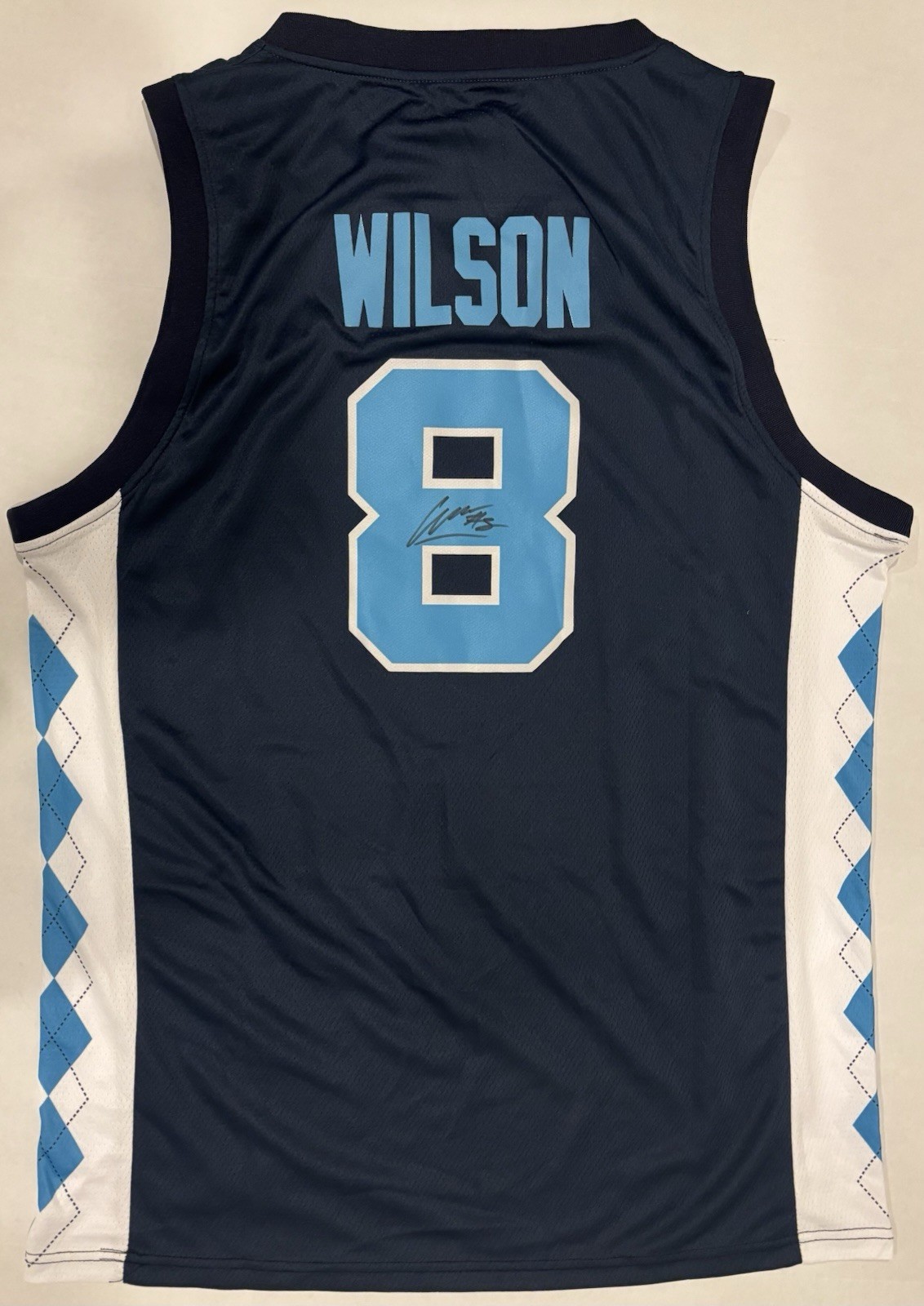 Caleb Wilson Autographed/Signed North Carolina Tar Heels Navy Jersey Exact Proof