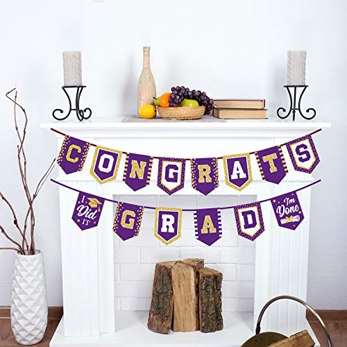 2025 Graduation Banner – No DIY Required Graduation Party Supplies Purple