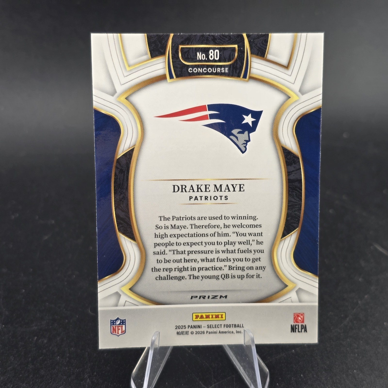 2025 Panini Select – Concourse Drake Maye #80 Pink Shock Prizm