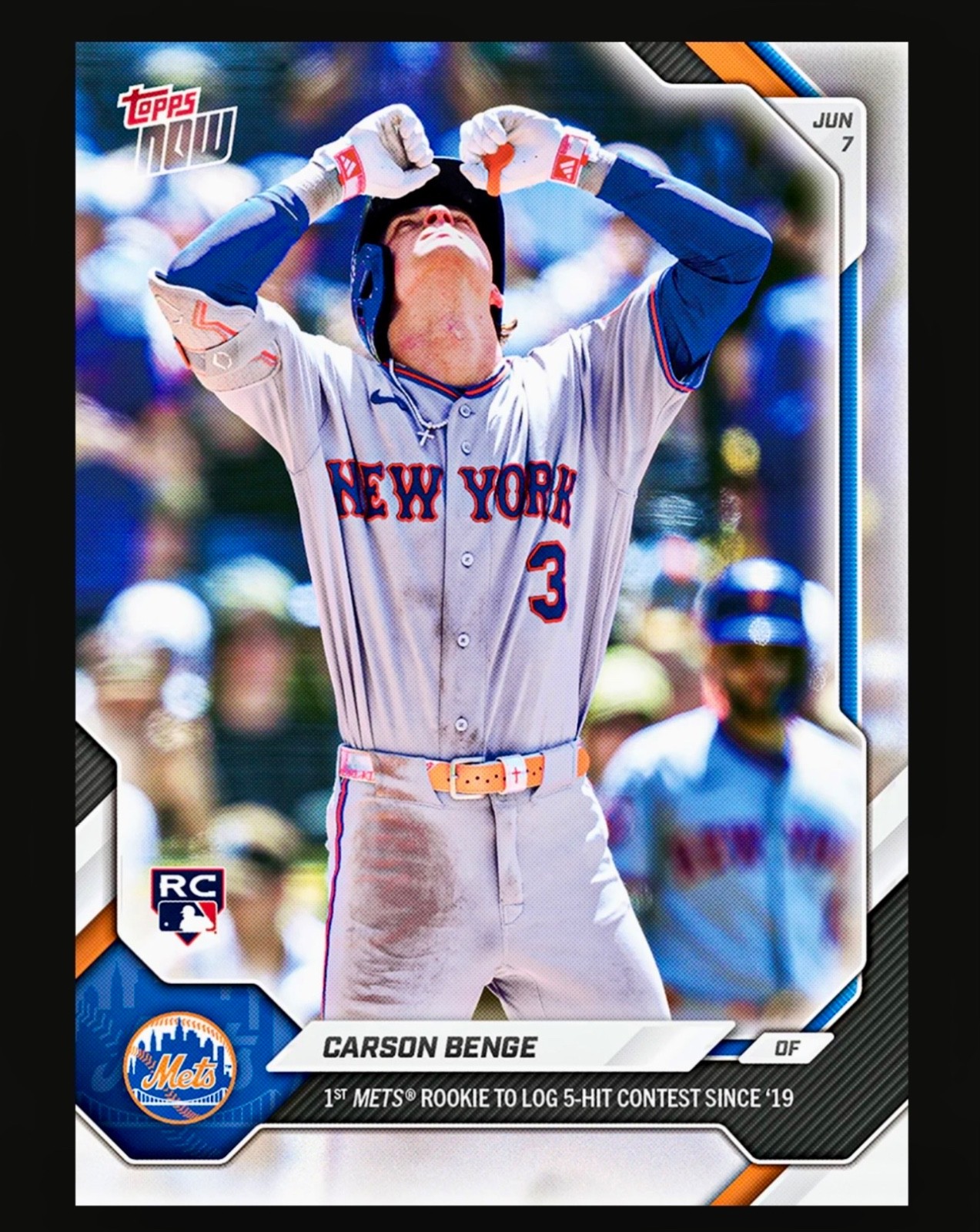 2026 TOPPS NOW 301 CARSON BENGE METS RC 5 HIT GAME IN HAND NEXT DAY SHIPPING