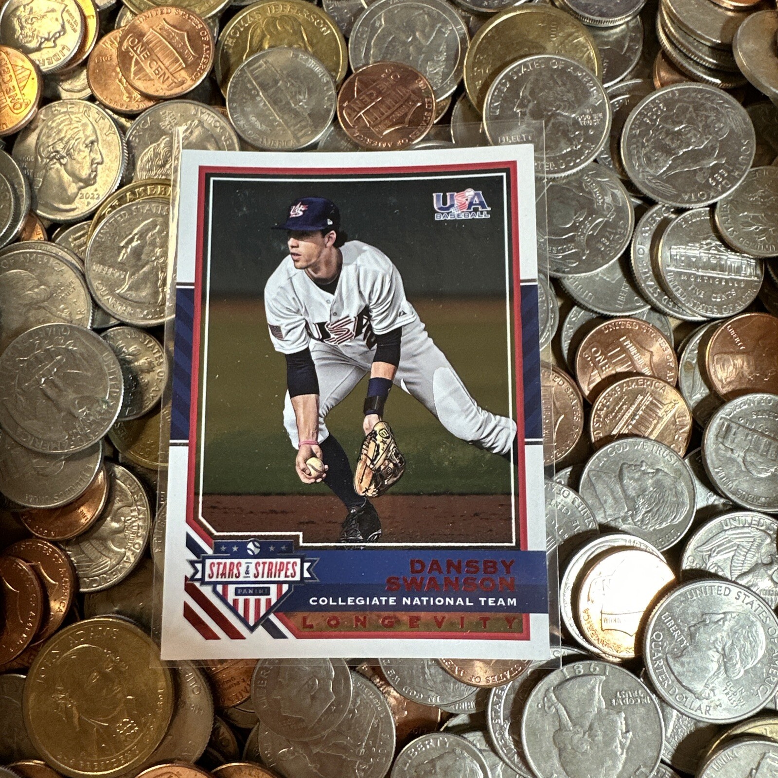 2017 USA Baseball Stars & Stripes Longevity Ruby /249 Dansby Swanson Rookie RC