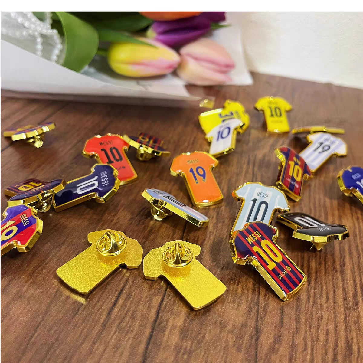 Messi, Ronaldo, Mbappé, career, jersey pin, commemorative photo frame