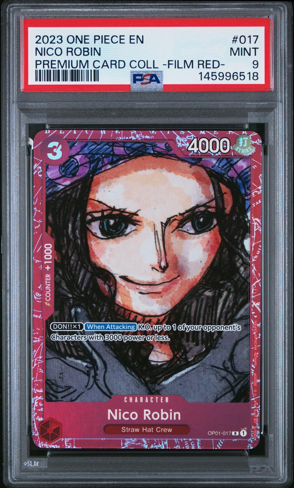 2023 Premium Collection Film Red Foil Nico Robin #OP01 017 PSA 9
