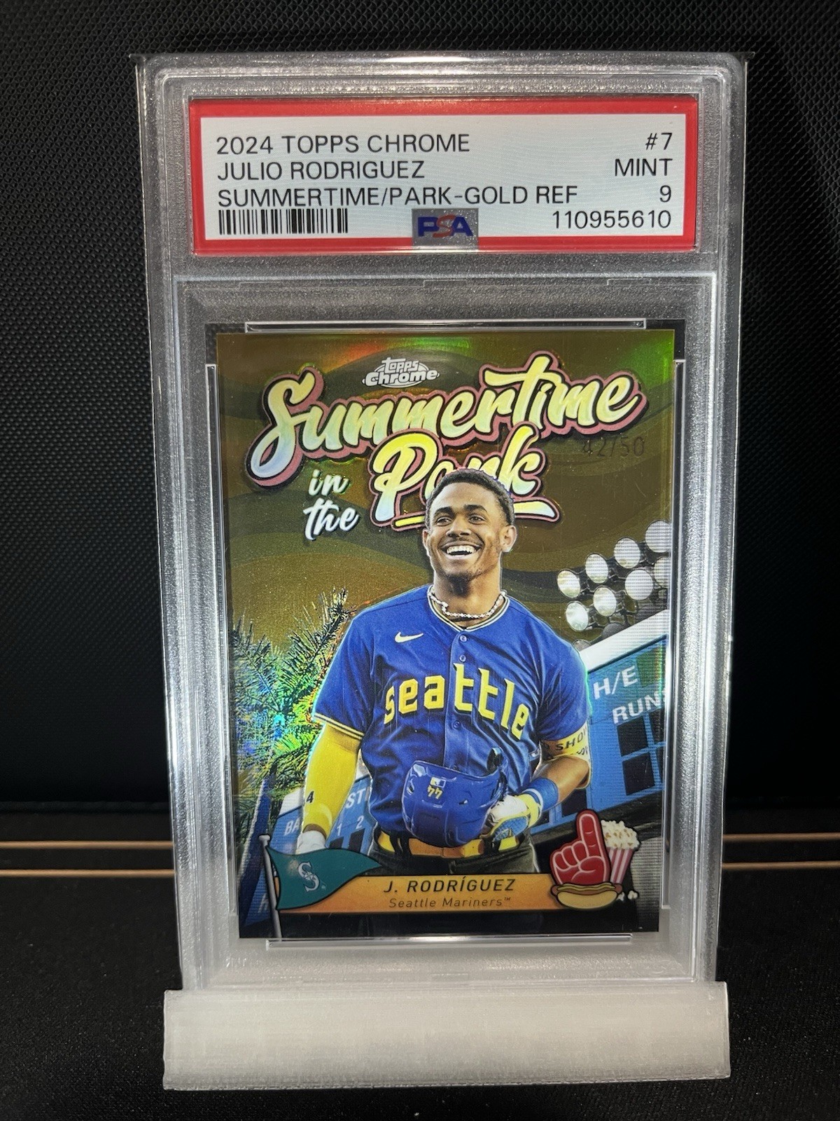 2024 Topps Chrome – Summertime in the Park Julio Rodriguez #SITP-7 Gold Refr/50