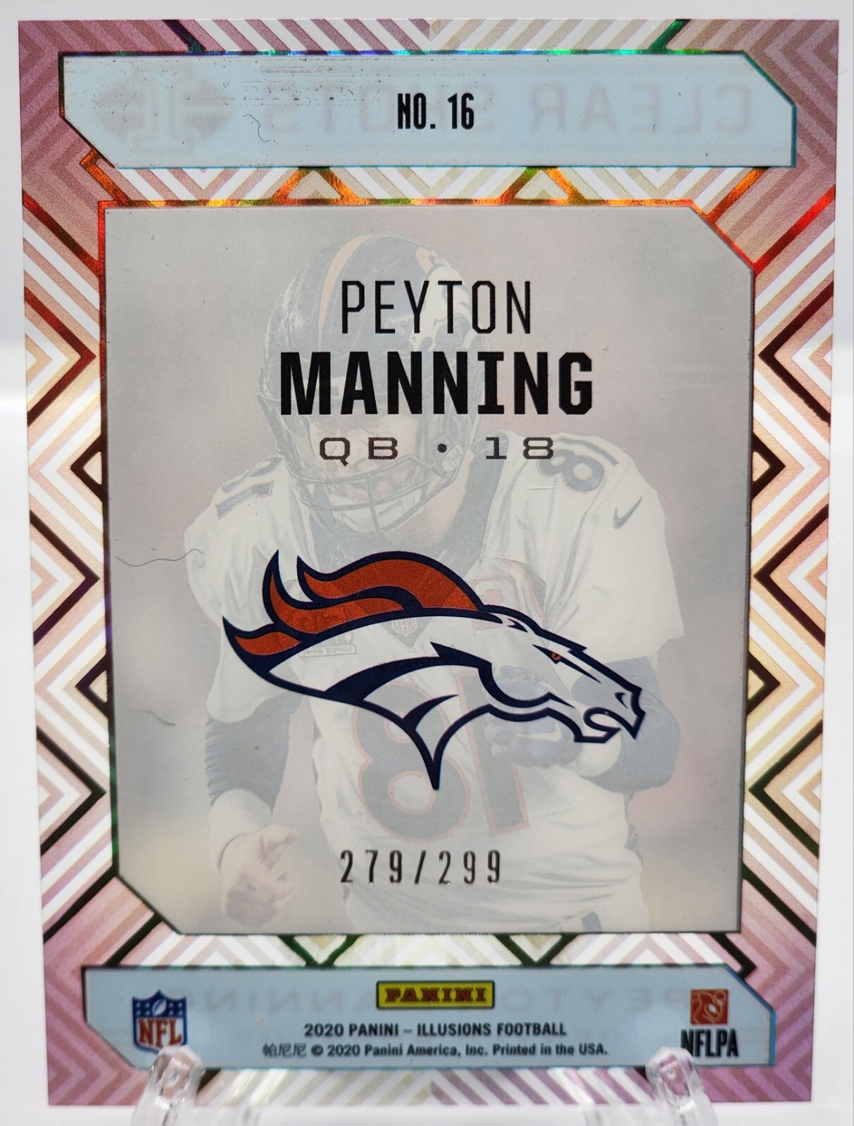 2020 Illusions Peyton Manning #16 Clear Shots Light Blue 279/299 Denver Broncos