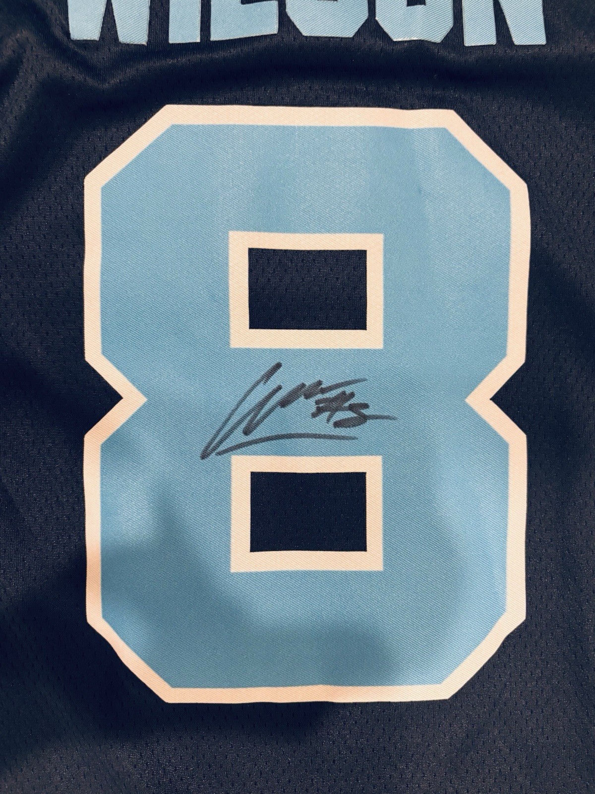 Caleb Wilson Autographed/Signed North Carolina Tar Heels Navy Jersey Exact Proof
