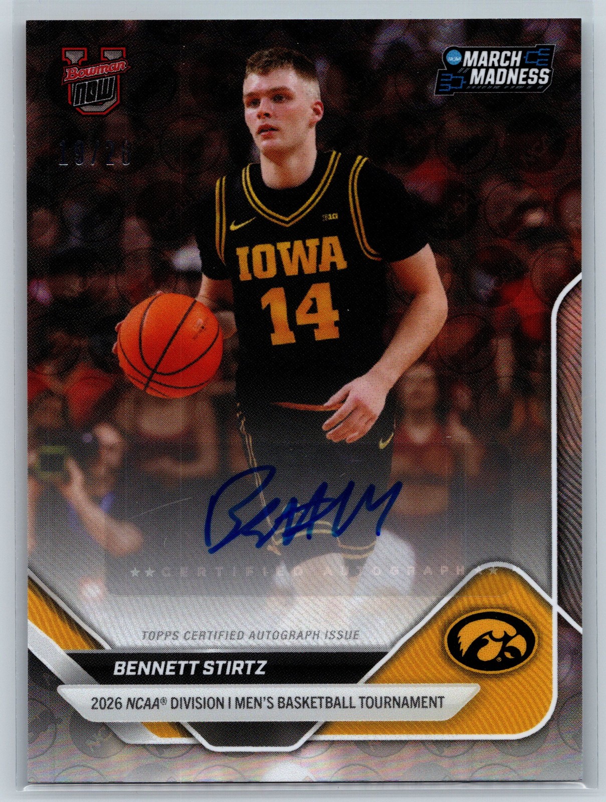 2026 Bowman U Now NCAA March Madness #11-A Bennett Stirtz NCAA Holofoil