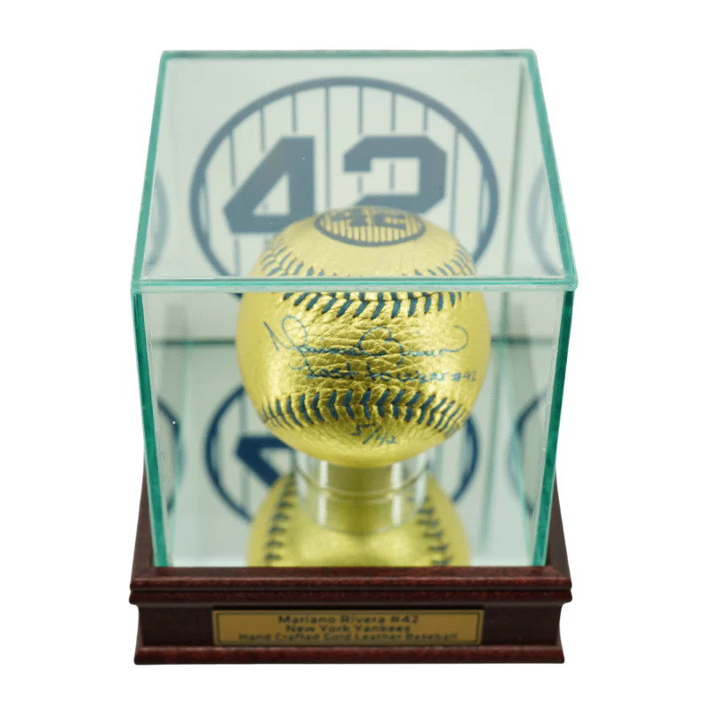 Mariano Rivera Yankees Autographed Inscribed Gold Baseball LE of 42 (CX Auth)