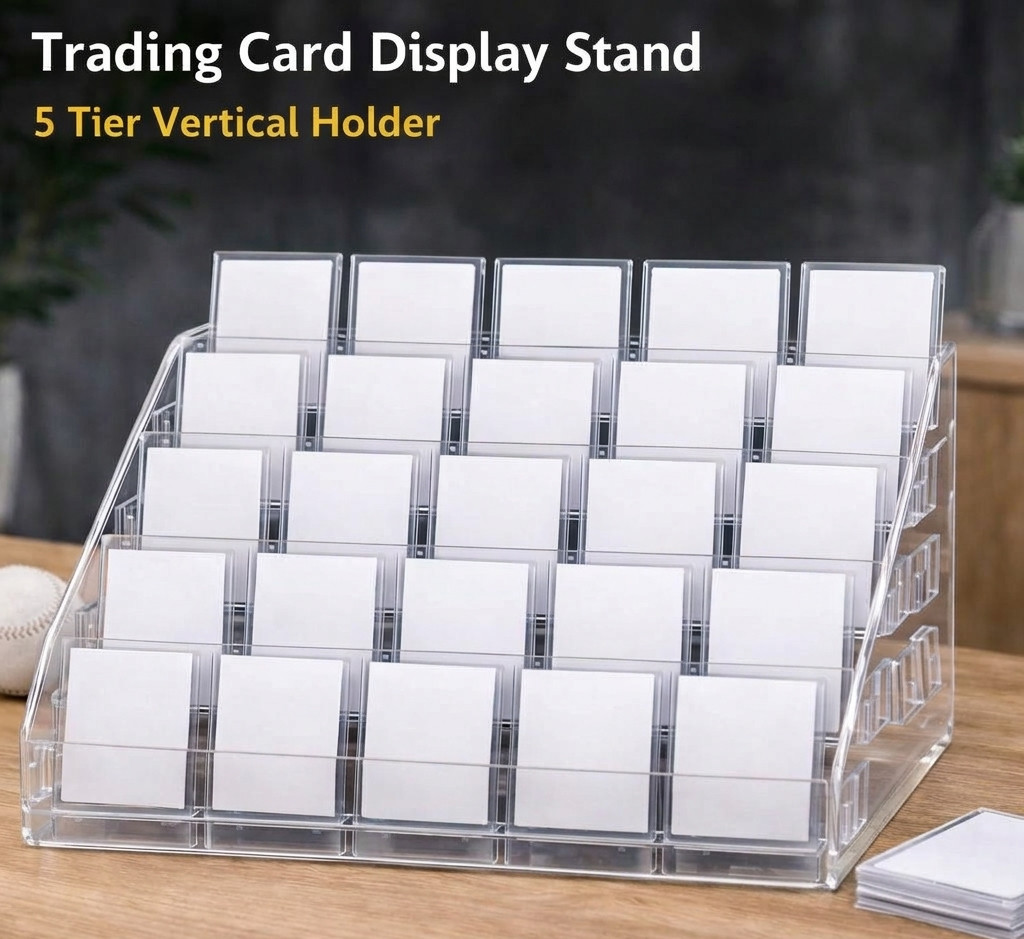 Trading Card Display Stand, 5 Tier Vertical Holder for Baseball Basketball Sport