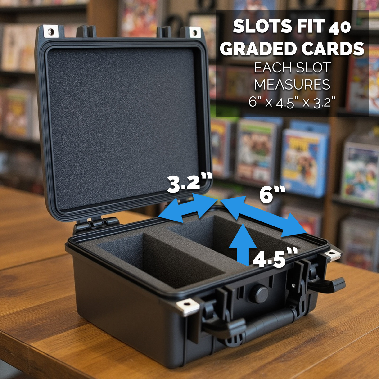 CM Graded Card Case Storage Box for 40 Graded Sports Trading Cards, Waterproof