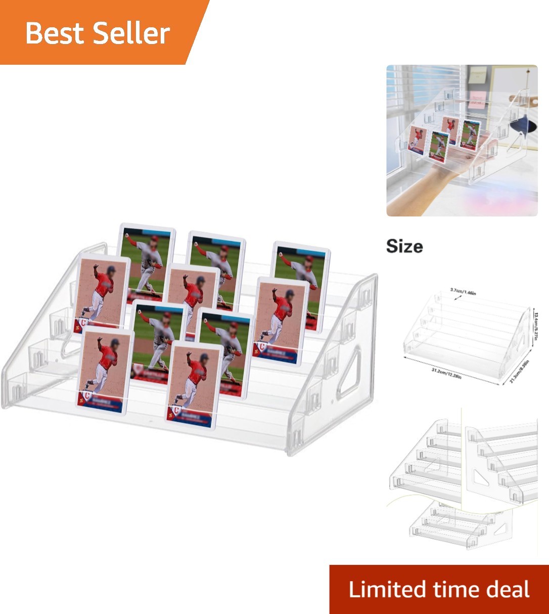 Versatile 5-Tier Tabletop Display Holder for Sports Cards and Collectibles