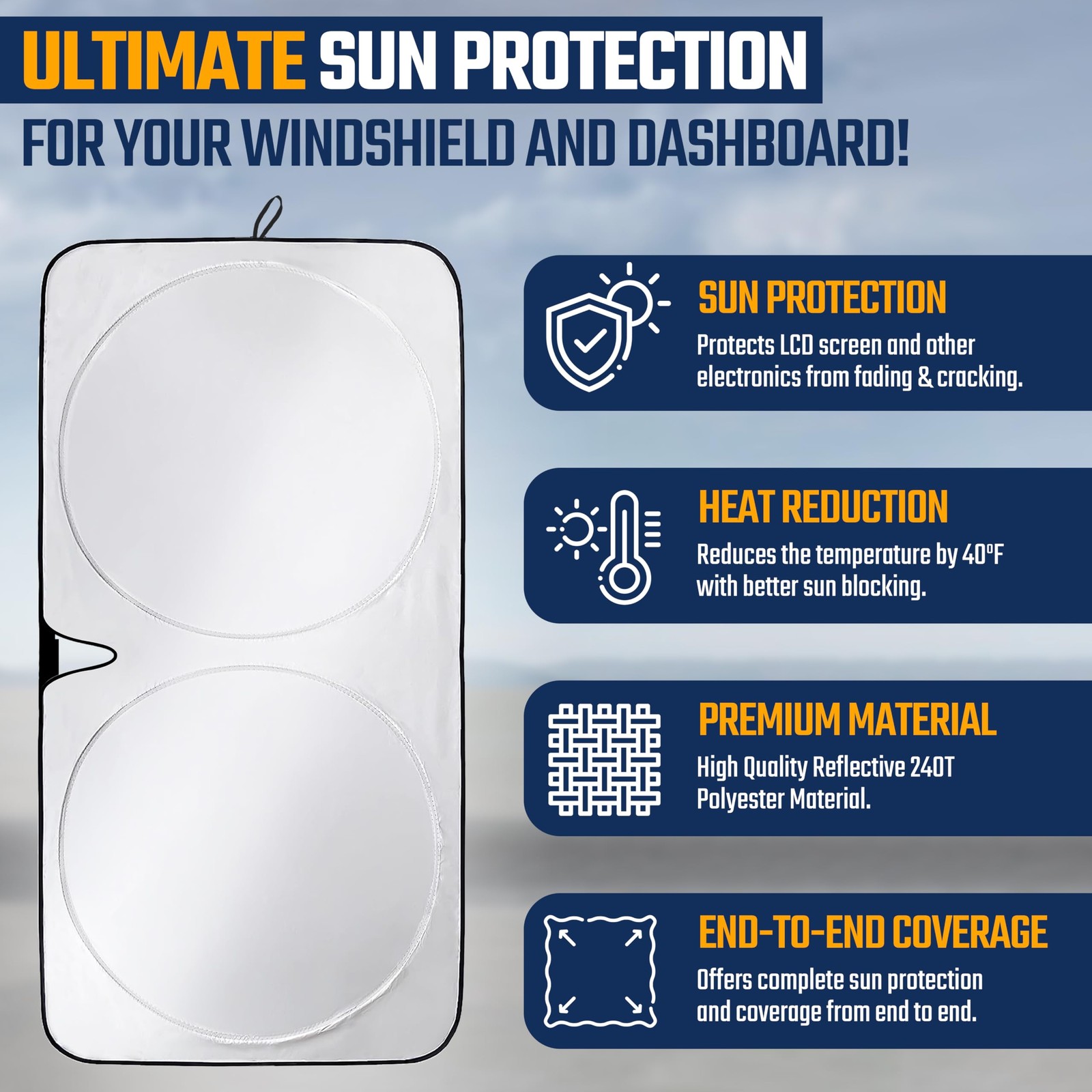 Custom Fit Windshield Sun Shade Cover UV Protection for Cars Black Silver