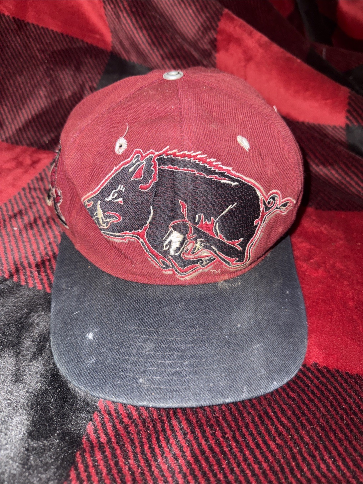 Vintage Arkansas Razorback Hat Cap Red Black Adult 7 1/4 Fitted Zephyr (WTF19)