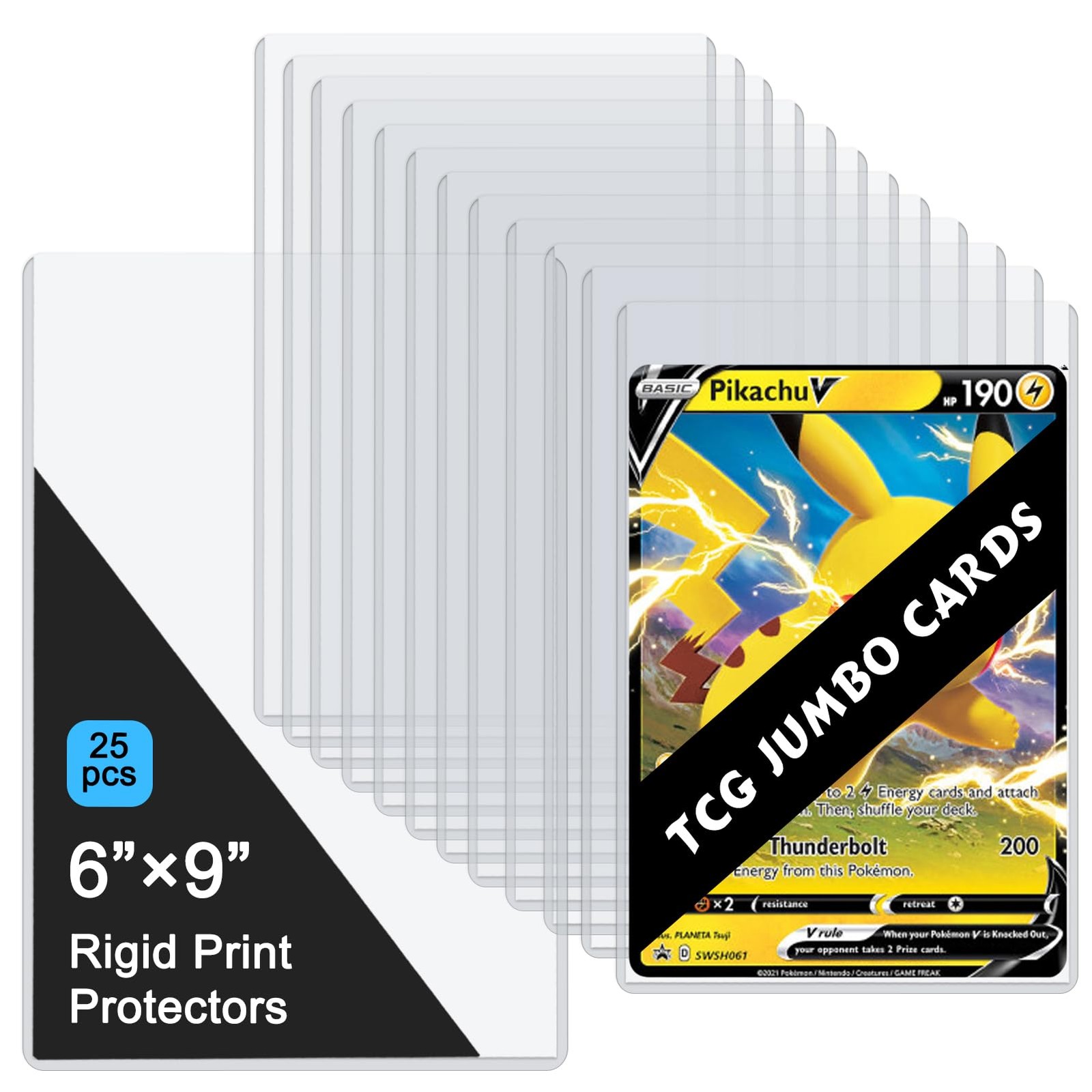 25PCS 6″ x 9″ Jumbo Card Sleeves, Rigid Print Protectors Clear Hard Plastic L