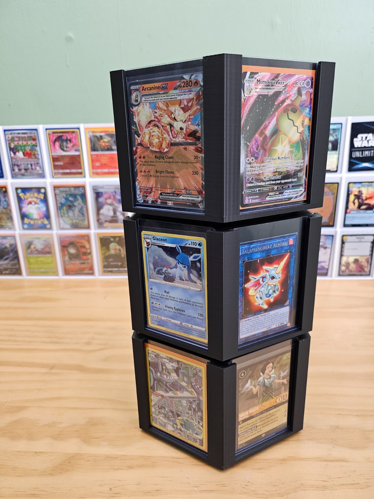 1x Spinning Stackable Trading Card Display Stand for 6 Toploaders Pokémon Sports
